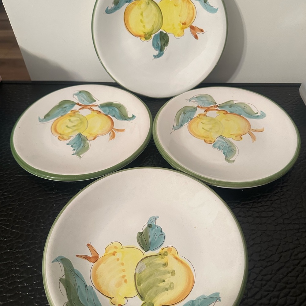 Hand-Painted Yellow Lemon Ceramic Dessert Plates - Home Dining